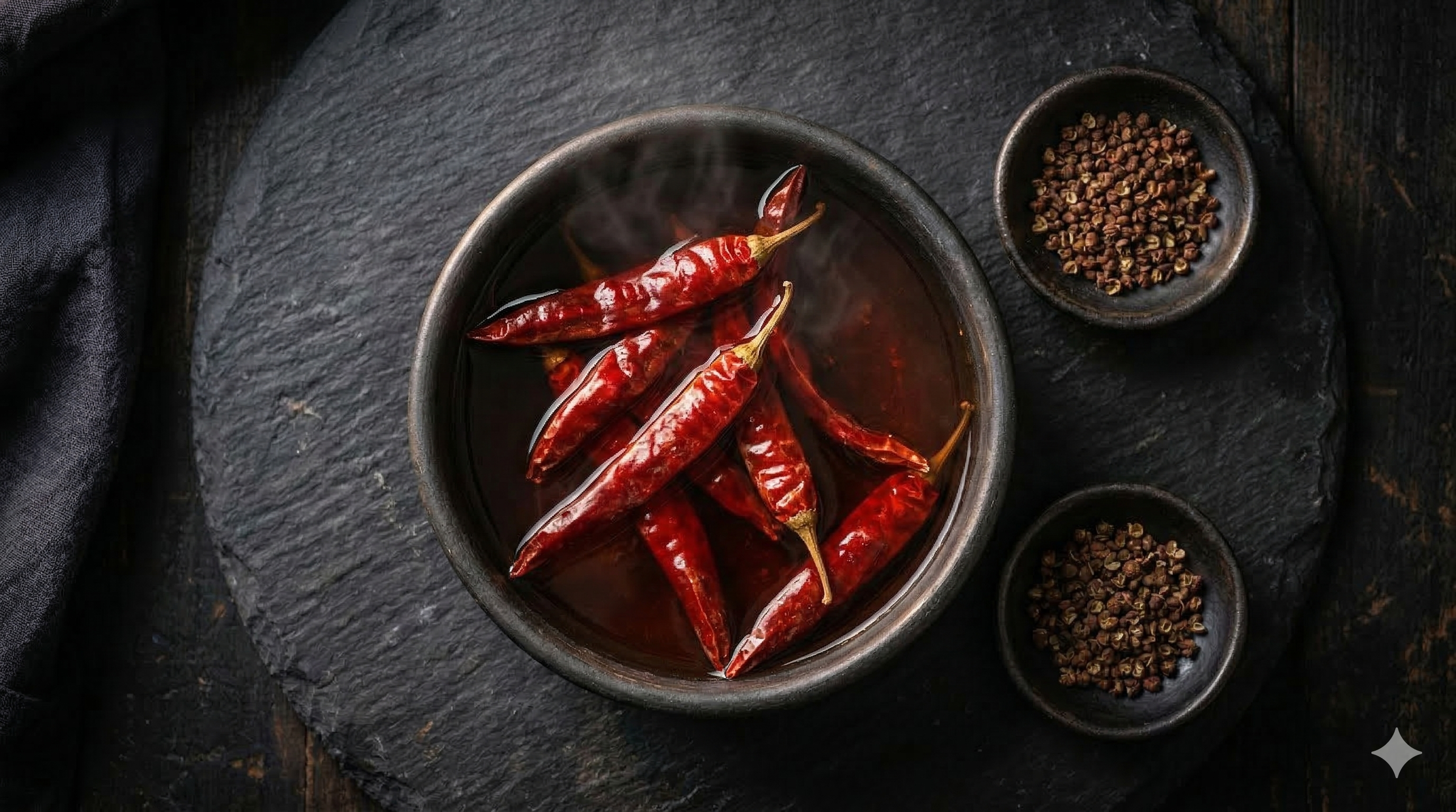 Coarse red chilli paste in a blender with visible garlic and ginger pieces